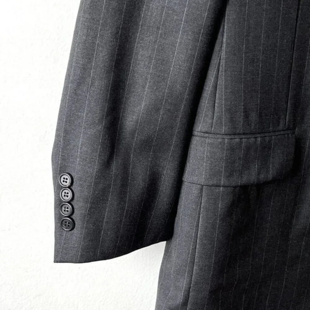 Hickey Freeman Mens‎ Gray Pinstripe Blazer Suit Jacket Coat Size 38R 100% Wool